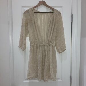 Vanessa Bruno Sheer Cream Mini Dress